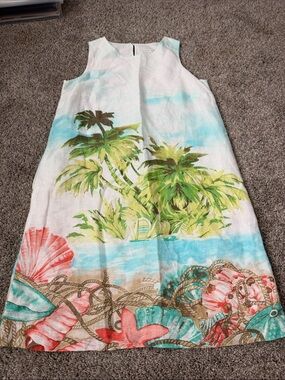 J Jill XSP V Neck Linen Dress, Lined, Exc.cond.!